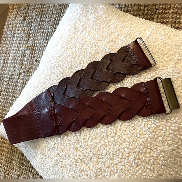 Anthropologie braided leather adjustable belt russet color - Picture 2 of 7